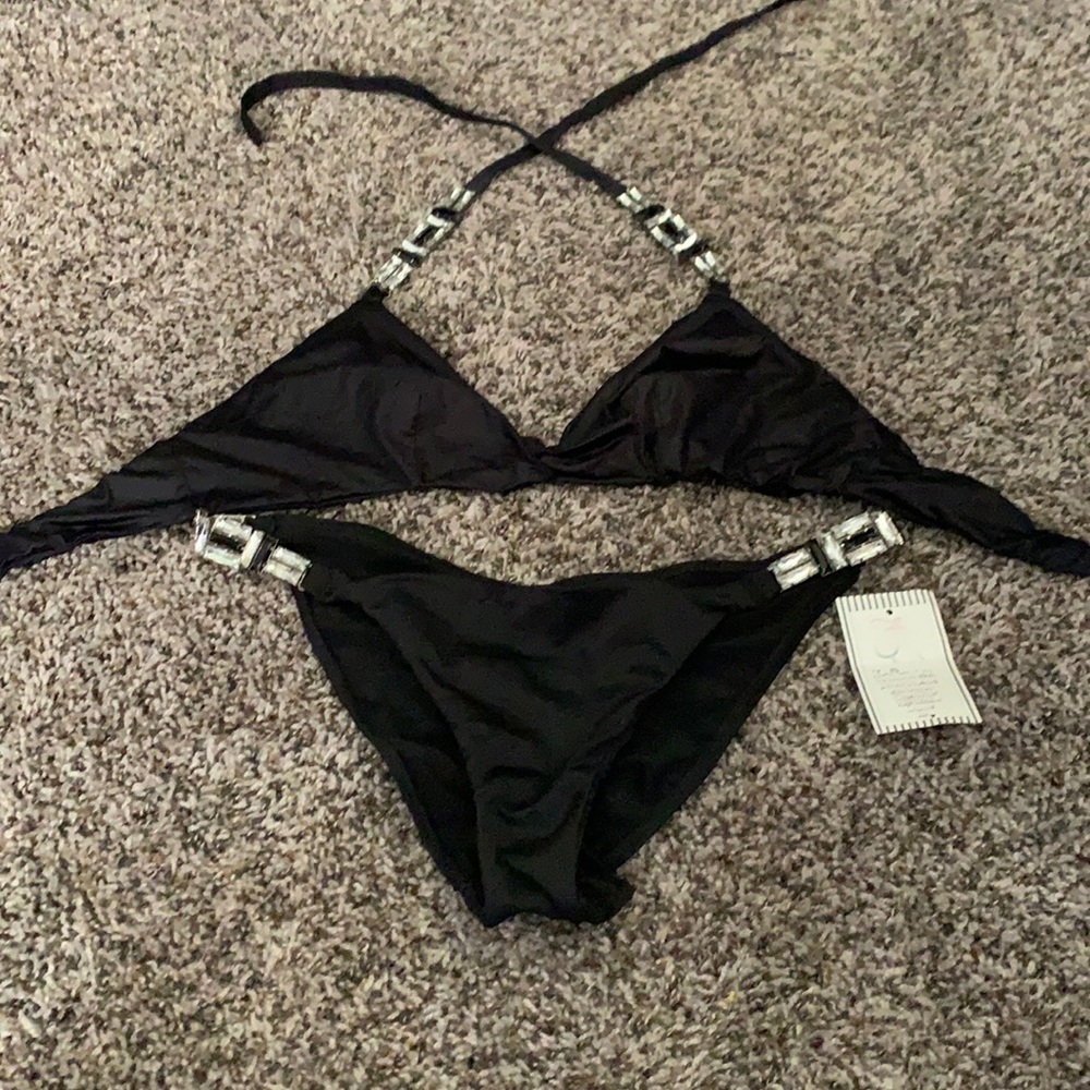 Black jeweled bikini